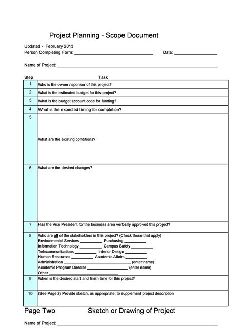 project scope examples in construction