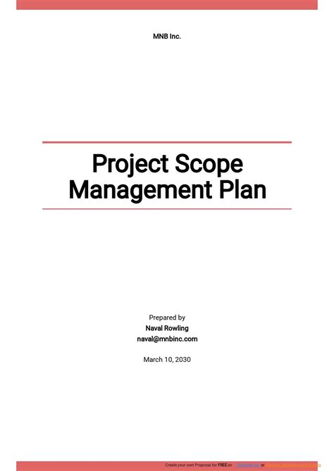 project scope management plan template word