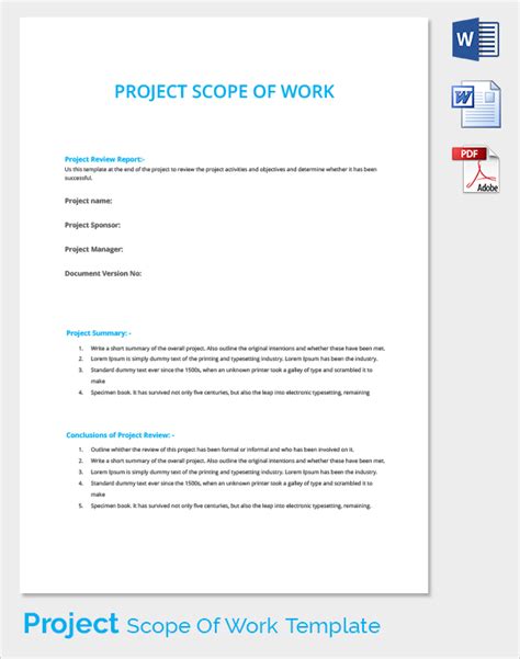 project scope of work template