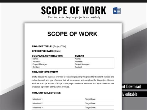project scope of work template word