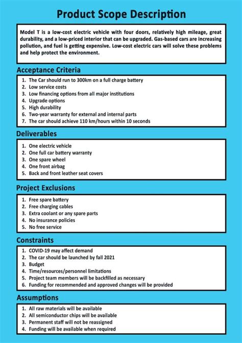 project scope statement for software development example
