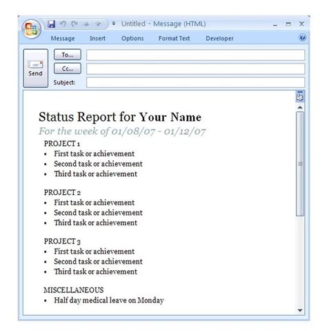 project status report email