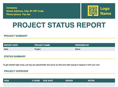 project status update format