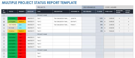 project statuses list