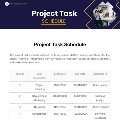 project task schedule template