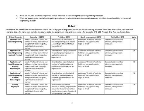 project three guidelines and rubric