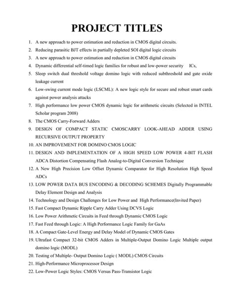 project title list