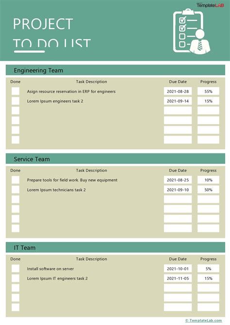 project to do list template word