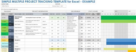 project tracking excel example