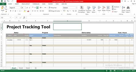 project tracking tool in excel