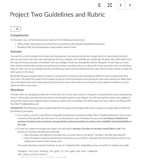 project two guidelines and rubric