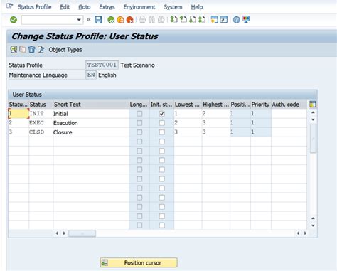 project user status table in sap