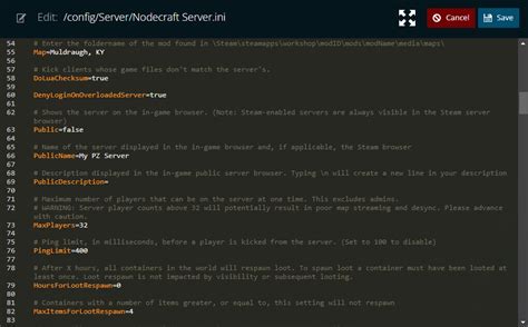 project zomboid change server settings