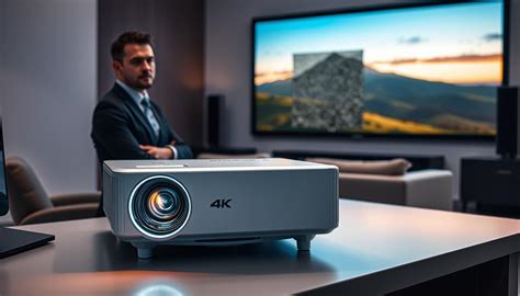 A projector displaying an image on a wall