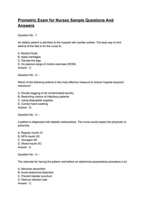 prometric exam sample questions and answers