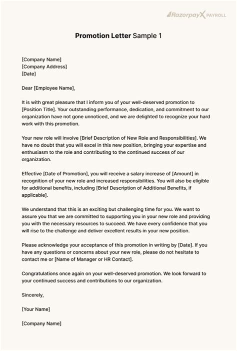 promotion letter format word