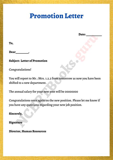 promotion letter sample word