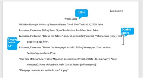 proper citation format mla example
