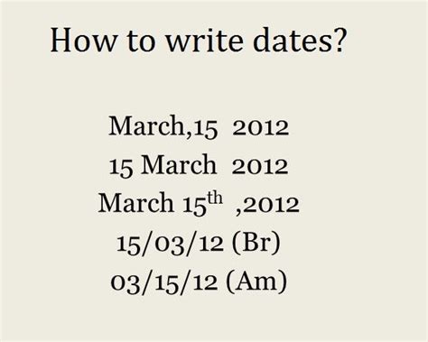 proper format for writing date