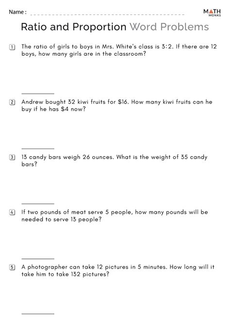 proportion problems worksheet with answers pdf