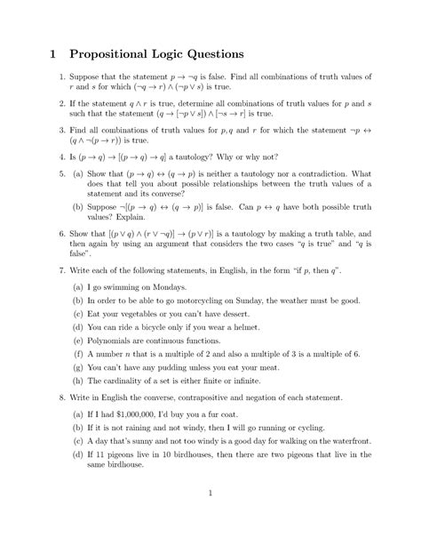 propositional logic practice questions