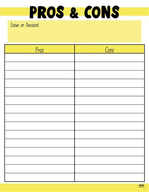 pros and cons list