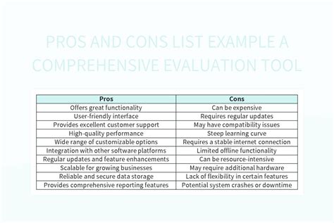 pros and cons list template google sheets