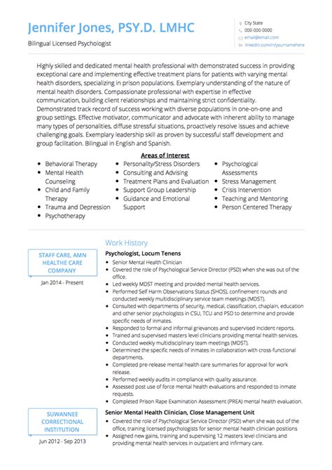 Psychologist Cv Template