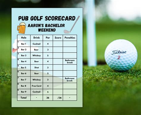 Pub Golf Score Sheet Template