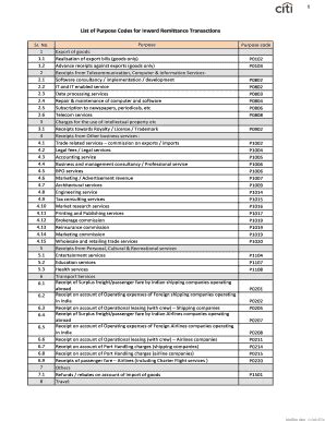purpose code list for inward remittance kotak mahindra bank