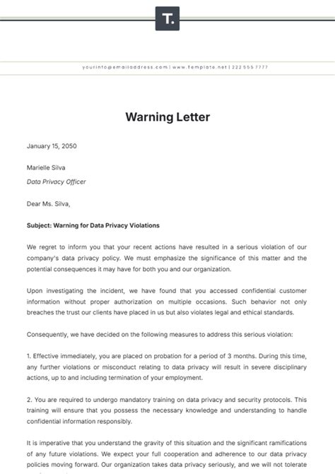 purpose of warning letter