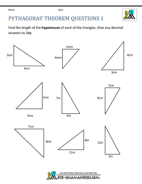 pythagoras theorem class 8 questions