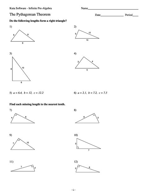 pythagoras theorem formula class 7 worksheet