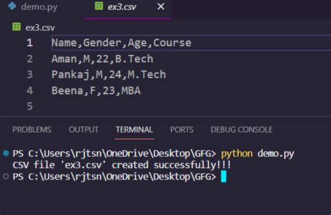 python create csv file in specific directory