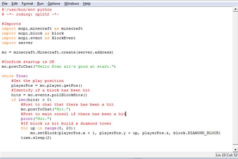 python game code copy and paste minecraft