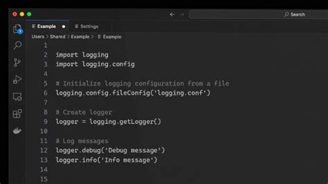 python logging filehandler config file example