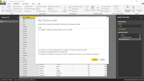 python script in power bi service