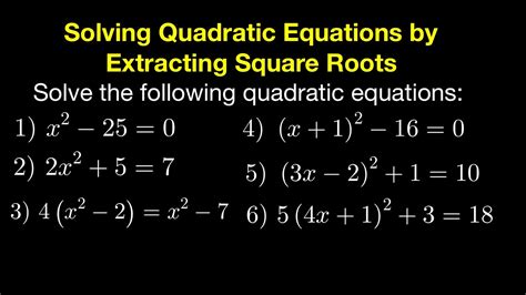 quadratic equation by extracting square roots examples with answers