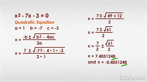 quadratic equation examples using quadratic formula