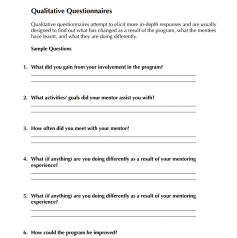 qualitative survey questionnaire examples