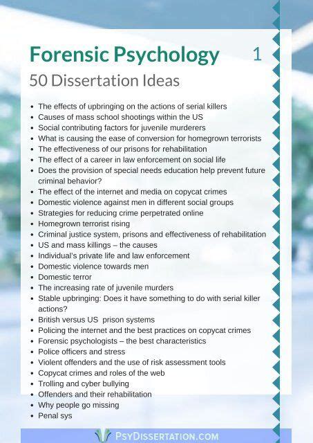 quantitative forensic psychology dissertation ideas