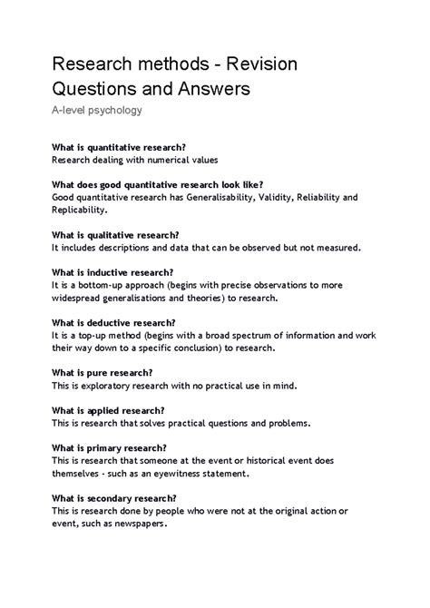 quantitative research methods questions and answers