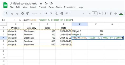 query function in google sheets example