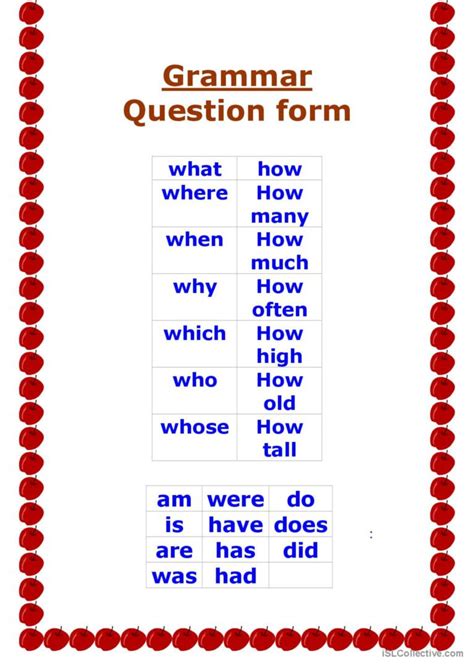 question forms exercises with answers