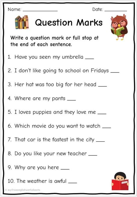 question mark examples for grade 2