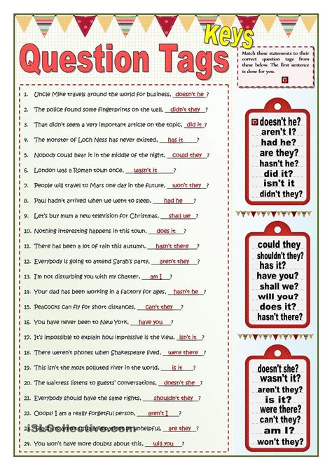 question tag examples with answers for class 10 pdf