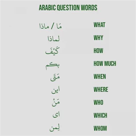 question words in arabic examples