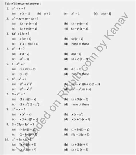 questions for class 8 maths with answers