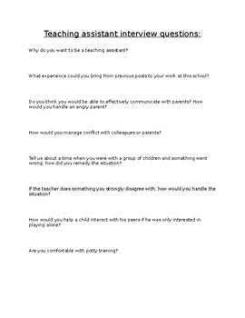 questions to ask in a teaching assistant interview