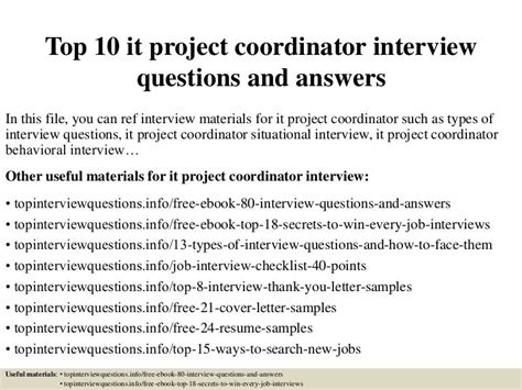questions to ask in project coordinator interview